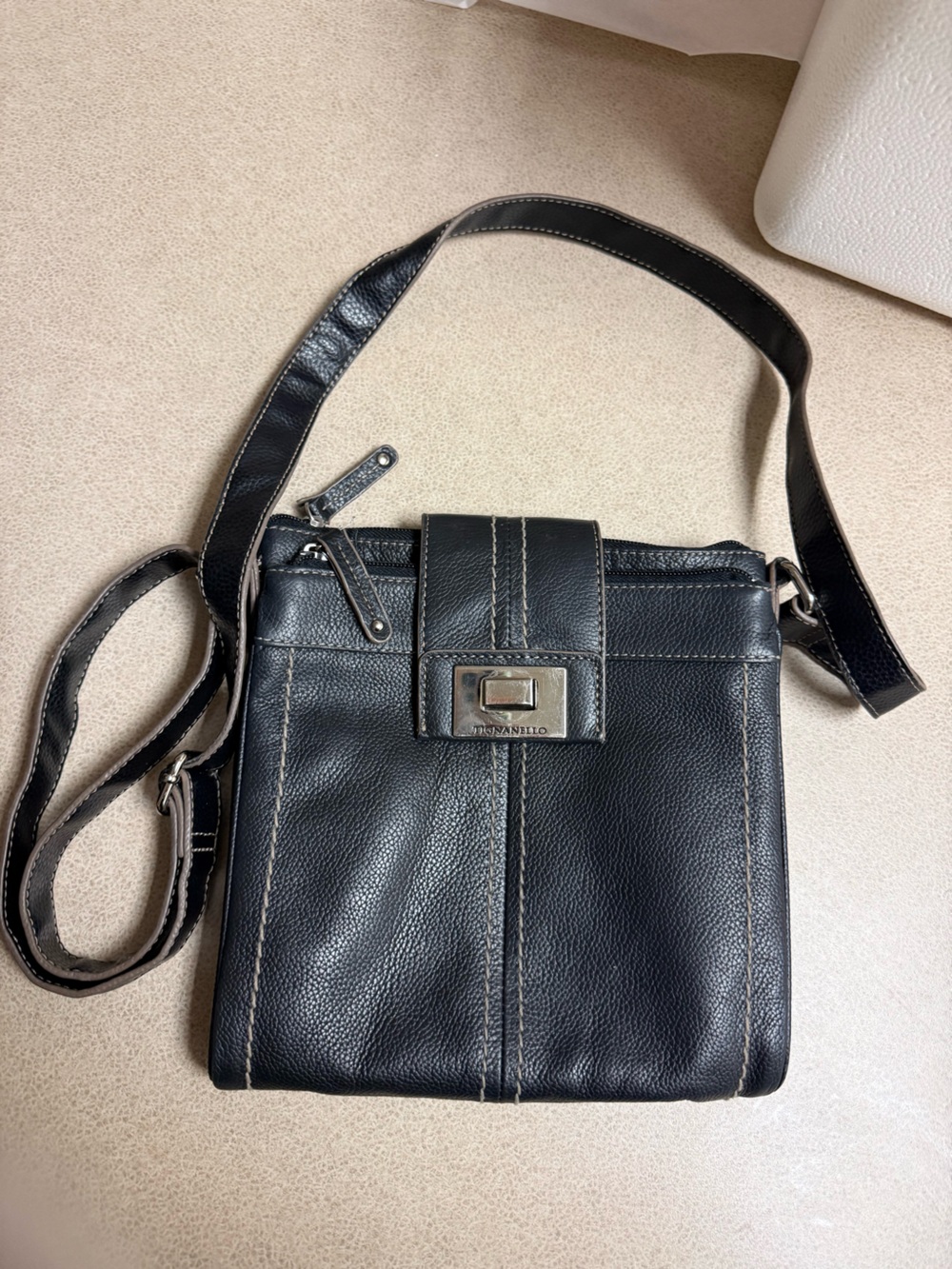 Vintage Leather Tignanello Crossbody Organizer Bag